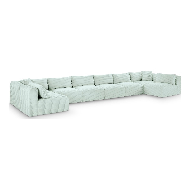 Meridian Furniture 8-Piece Mint Corduroy Performance Fabric Modular Sectional