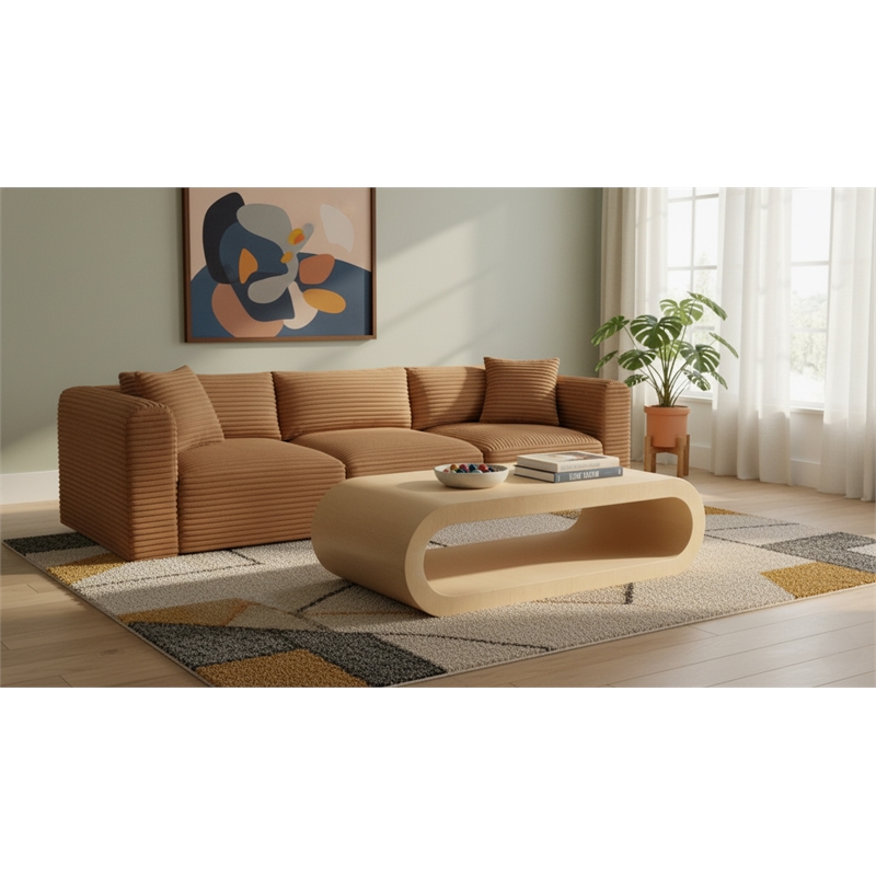 Meridian Furniture 3-Piece Saddle Corduroy Performance Fabric Modular Sofa