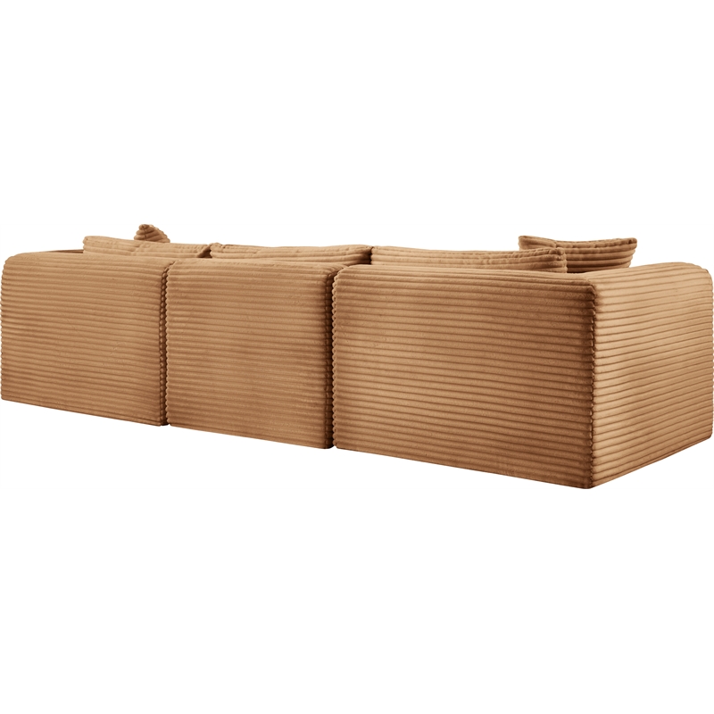 Meridian Furniture 3-Piece Saddle Corduroy Performance Fabric Modular Sofa
