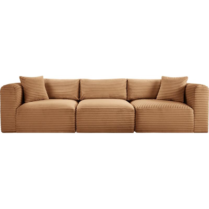 Meridian Furniture 3-Piece Saddle Corduroy Performance Fabric Modular Sofa