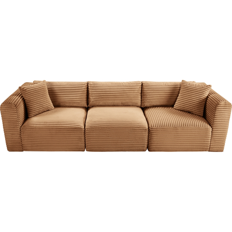 Meridian Furniture 3-Piece Saddle Corduroy Performance Fabric Modular Sofa