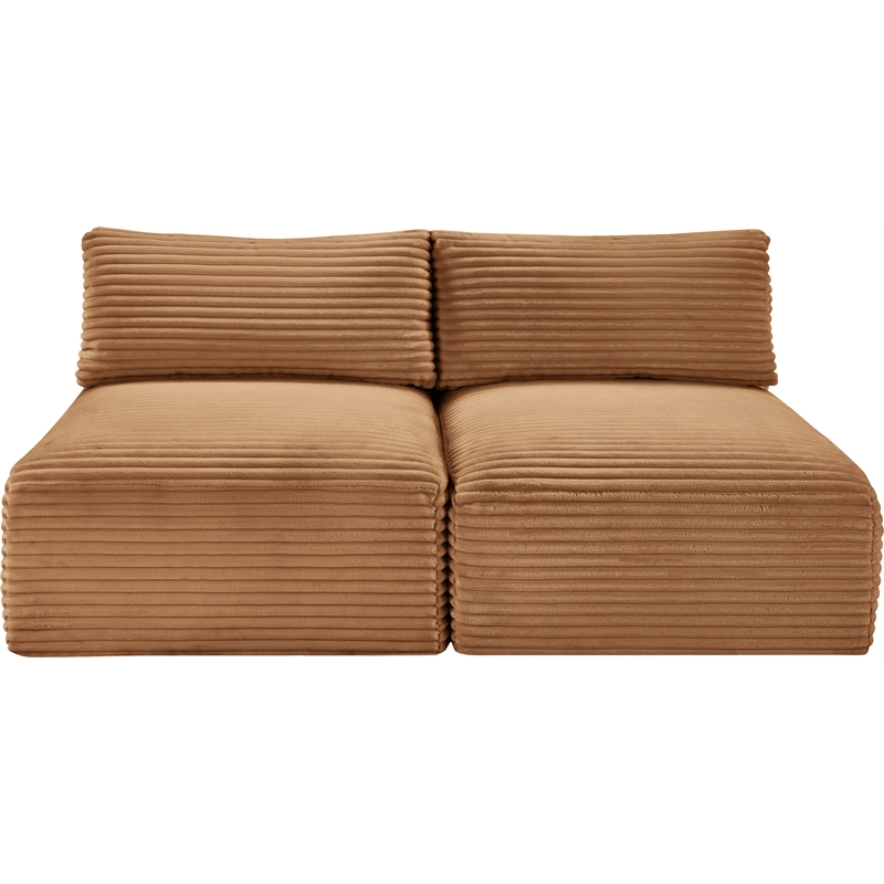 Meridian Furniture 2-Piece Saddle Corduroy Performance Fabric Modular Sofa