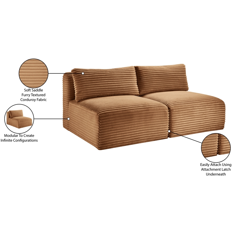 Meridian Furniture 2-Piece Saddle Corduroy Performance Fabric Modular Sofa