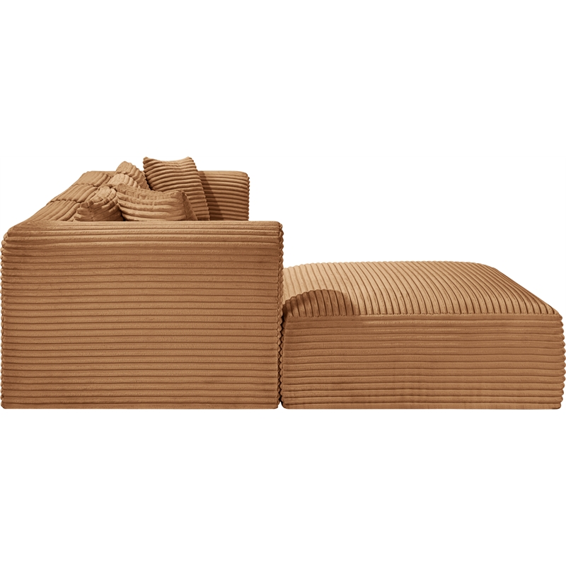 Meridian Furniture 4-Piece Saddle Corduroy Performance Fabric Modular Sectional
