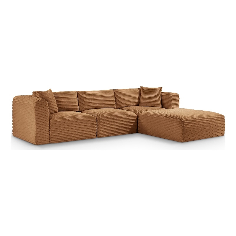 Meridian Furniture 4-Piece Saddle Corduroy Performance Fabric Modular Sectional