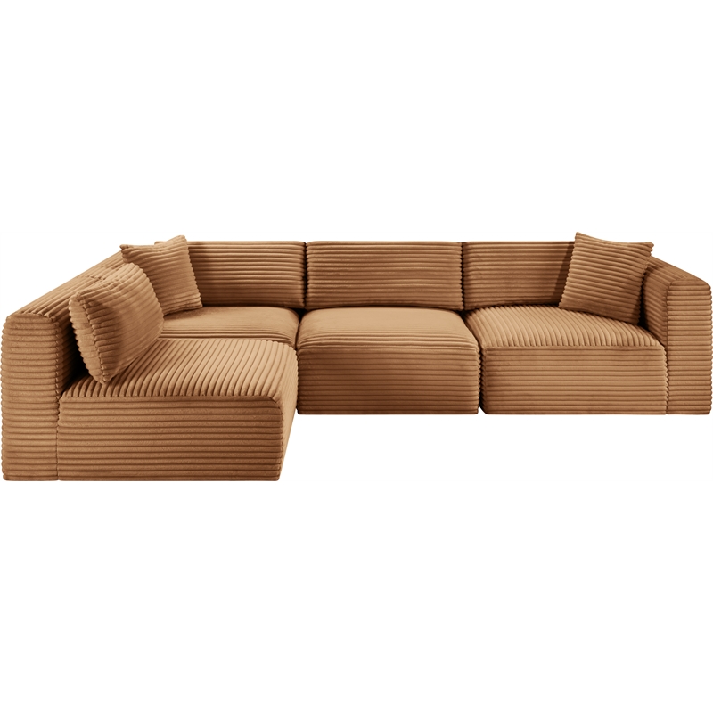 Meridian Furniture 4-Piece Saddle Corduroy Performance Fabric Modular Sectional