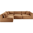 Meridian Furniture 4-Piece Saddle Corduroy Performance Fabric Modular Sectional
