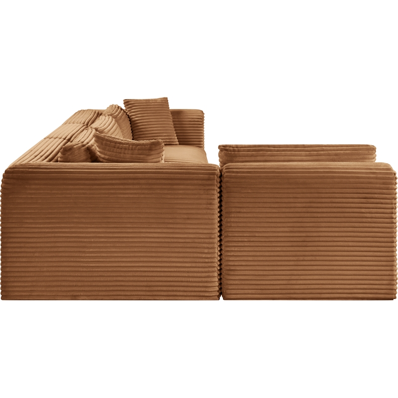 Meridian Furniture 4-Piece Saddle Corduroy Performance Fabric Modular Sectional