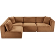 Meridian Furniture 4-Piece Saddle Corduroy Performance Fabric Modular Sectional