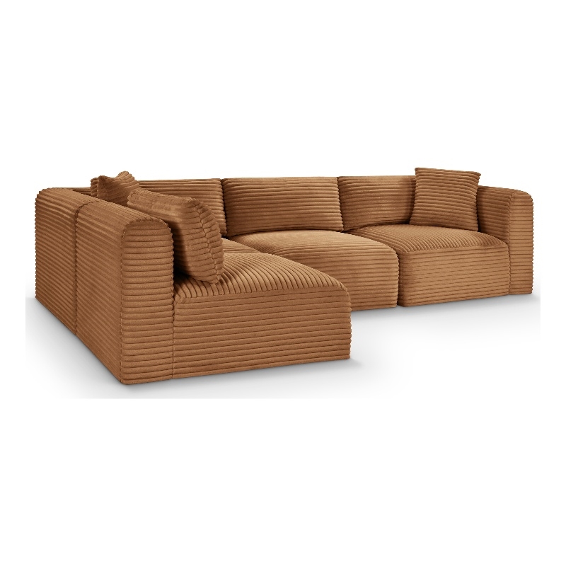 Meridian Furniture 4-Piece Saddle Corduroy Performance Fabric Modular Sectional