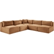 Meridian Furniture 5-Piece Saddle Corduroy Performance Fabric Modular Sectional