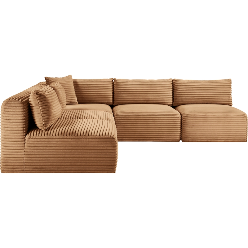 Meridian Furniture 5-Piece Saddle Corduroy Performance Fabric Modular Sectional