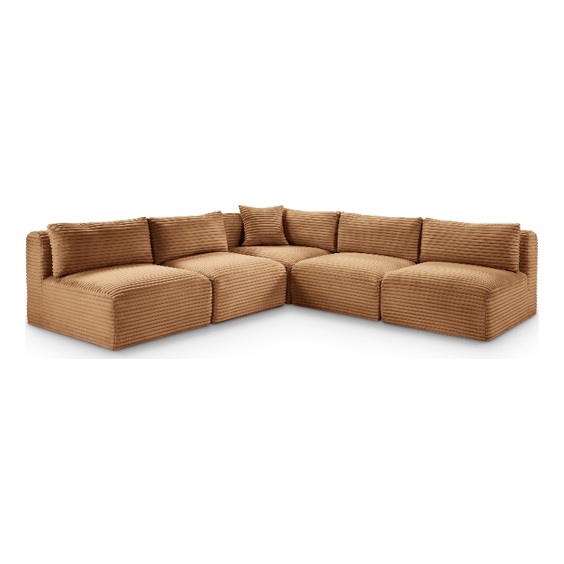 Meridian Furniture 5-Piece Saddle Corduroy Performance Fabric Modular Sectional