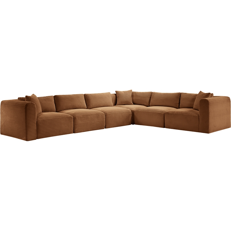 Meridian Furniture 6-Piece Saddle Corduroy Performance Fabric Modular Sectional