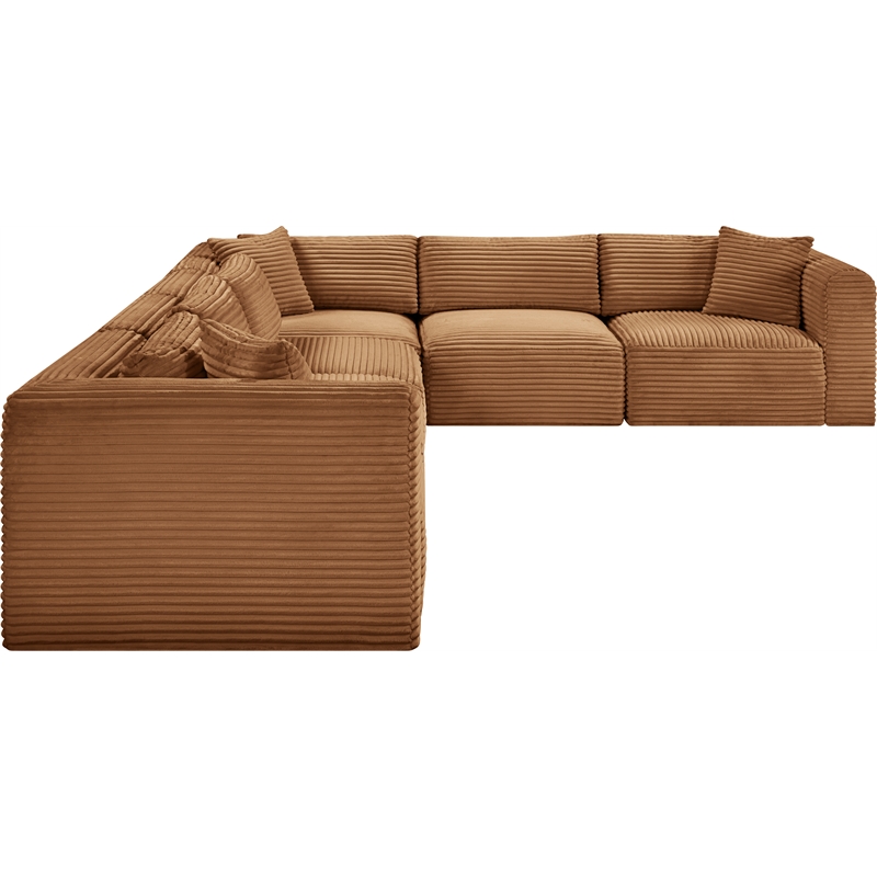 Meridian Furniture 6-Piece Saddle Corduroy Performance Fabric Modular Sectional
