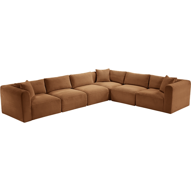 Meridian Furniture 6-Piece Saddle Corduroy Performance Fabric Modular Sectional