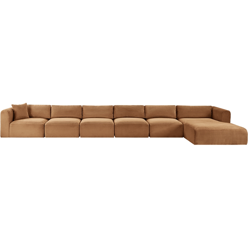 Meridian Furniture 6-Piece Saddle Corduroy Performance Fabric Modular Sectional