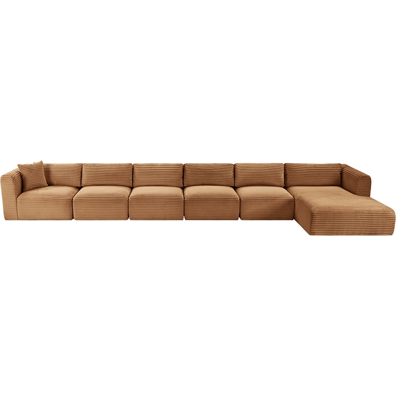 Meridian Furniture 6-Piece Saddle Corduroy Performance Fabric Modular Sectional