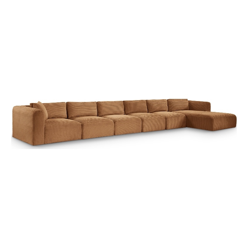 Meridian Furniture 6-Piece Saddle Corduroy Performance Fabric Modular Sectional