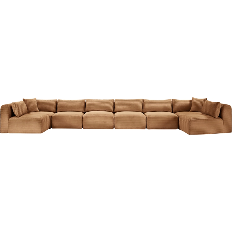 Meridian Furniture 8-Piece Saddle Corduroy Performance Fabric Modular Sectional