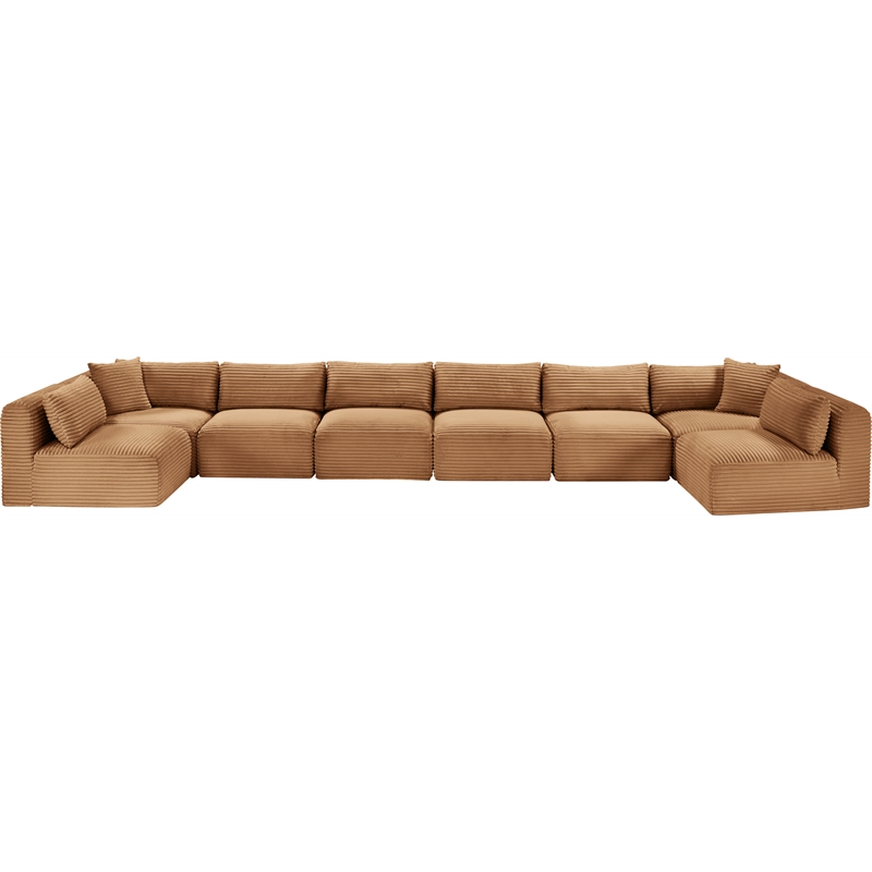 Meridian Furniture 8-Piece Saddle Corduroy Performance Fabric Modular Sectional