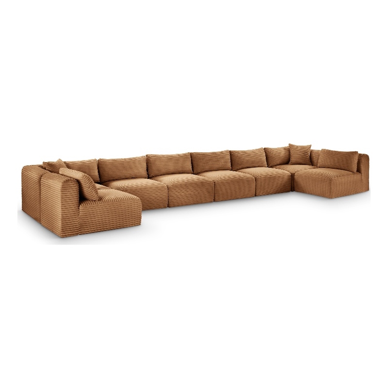 Meridian Furniture 8-Piece Saddle Corduroy Performance Fabric Modular Sectional