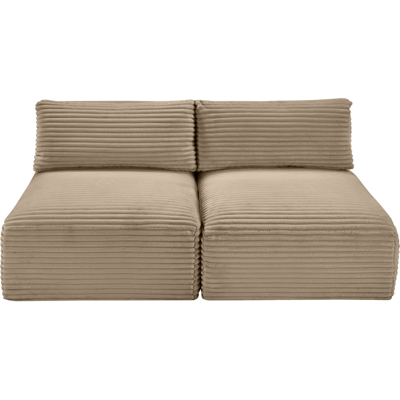 Meridian Furniture 2-Piece Taupe Corduroy Performance Fabric Modular Sofa