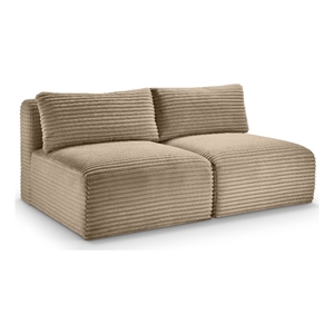 Meridian Furniture 2-Piece Taupe Corduroy Performance Fabric Modular Sofa