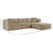 Meridian Furniture 4-Piece Taupe Corduroy Performance Fabric Modular Sectional