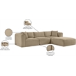 Meridian Furniture 4-Piece Taupe Corduroy Performance Fabric Modular Sectional