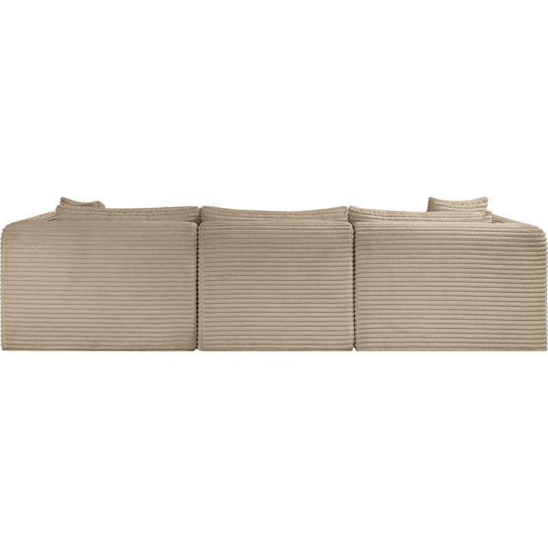 Meridian Furniture 4-Piece Taupe Corduroy Performance Fabric Modular Sectional
