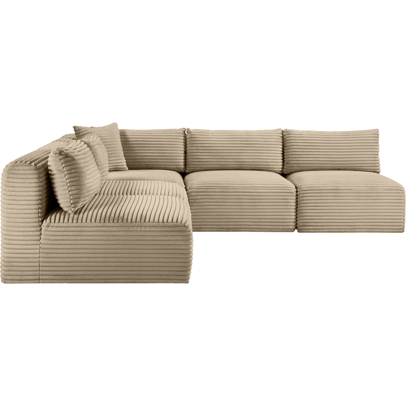 Meridian Furniture 5-Piece Taupe Corduroy Performance Fabric Modular Sectional