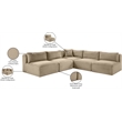 Meridian Furniture 5-Piece Taupe Corduroy Performance Fabric Modular Sectional