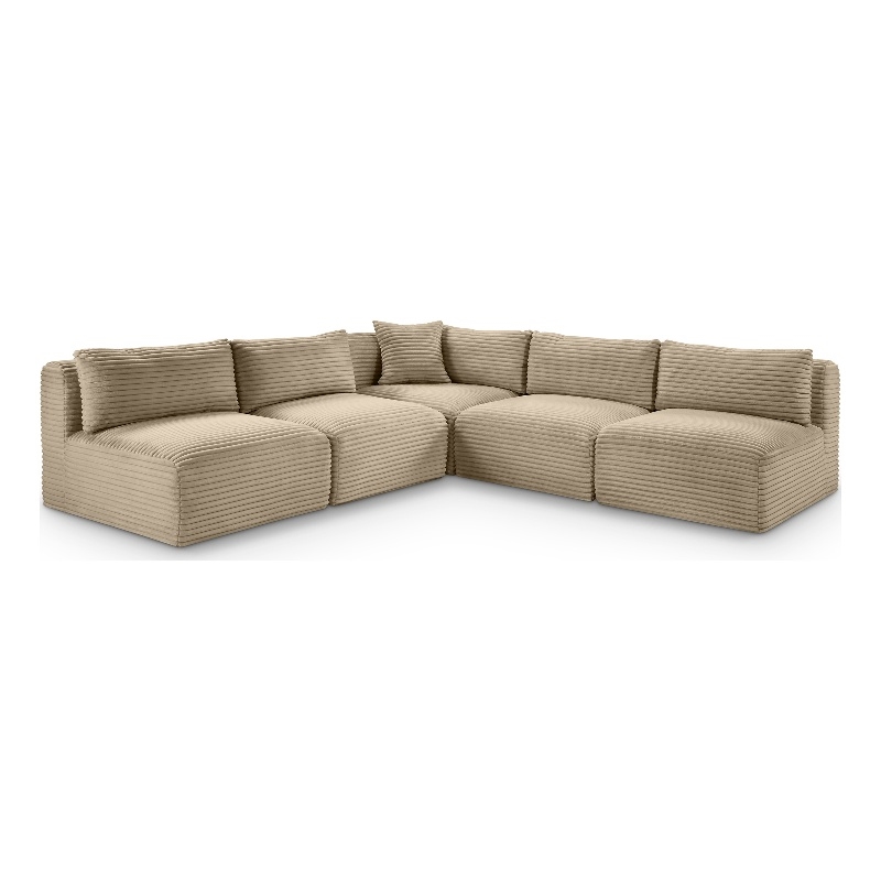 Meridian Furniture 5-Piece Taupe Corduroy Performance Fabric Modular Sectional