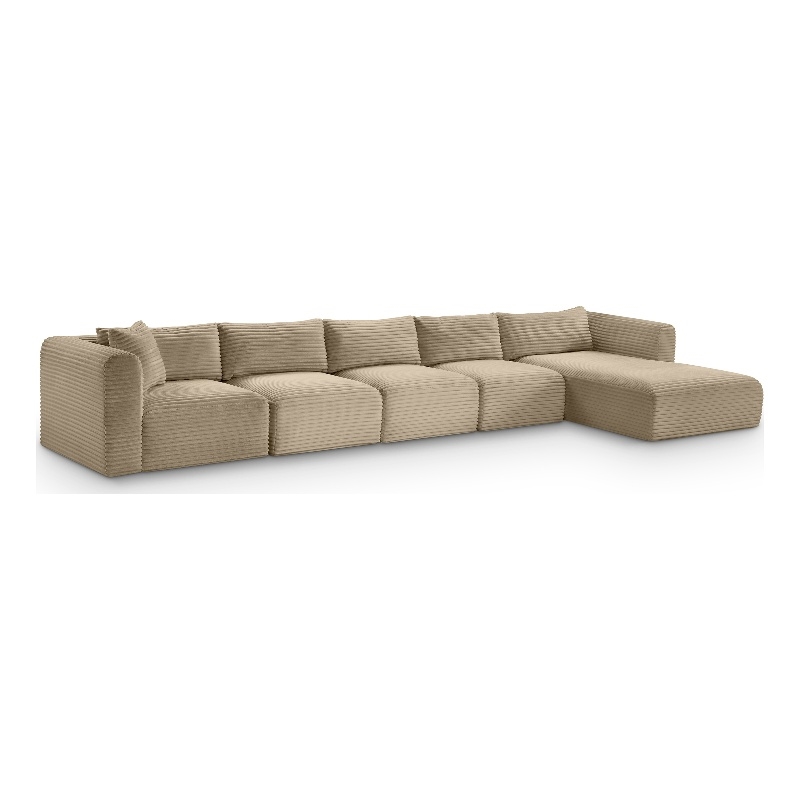 Meridian Furniture 5-Piece Taupe Corduroy Performance Fabric Modular Sectional