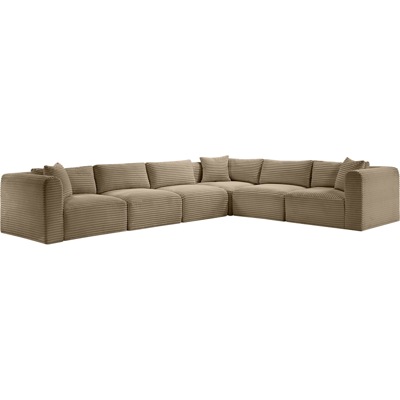 Meridian Furniture 6-Piece Taupe Corduroy Performance Fabric Modular Sectional