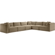 Meridian Furniture 6-Piece Taupe Corduroy Performance Fabric Modular Sectional