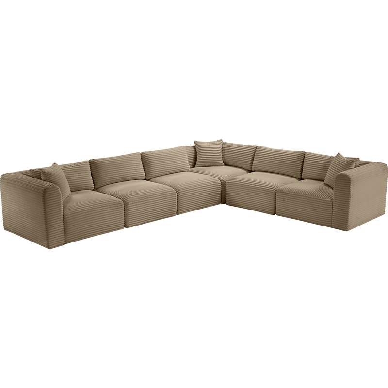 Meridian Furniture 6-Piece Taupe Corduroy Performance Fabric Modular Sectional