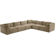 Meridian Furniture 6-Piece Taupe Corduroy Performance Fabric Modular Sectional