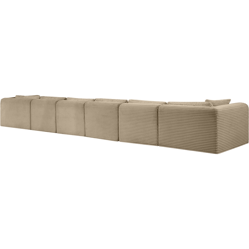 Meridian Furniture 6-Piece Taupe Corduroy Performance Fabric Modular Sectional