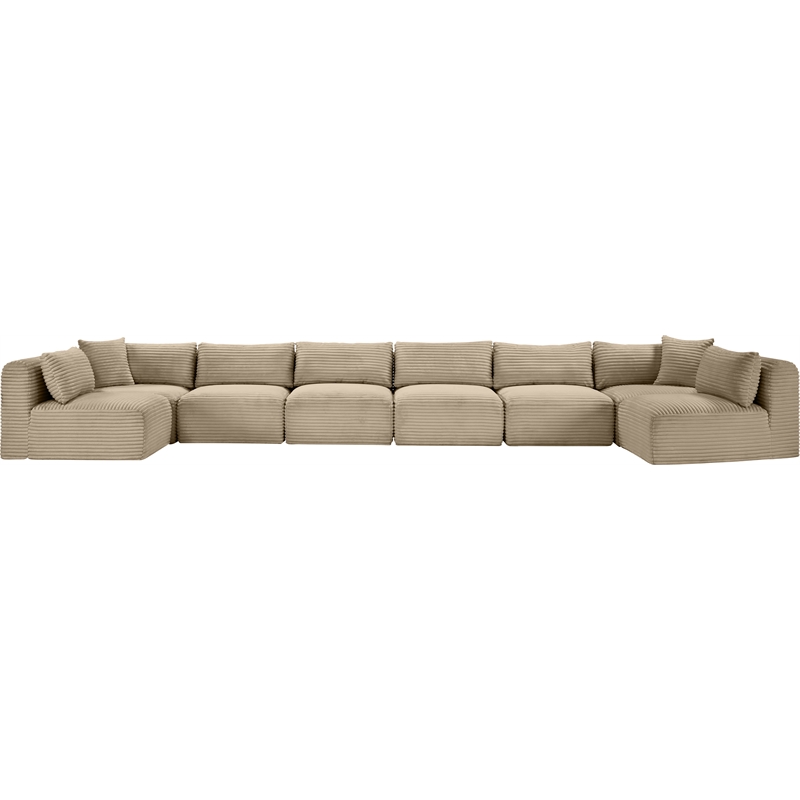 Meridian Furniture 8-Piece Taupe Corduroy Performance Fabric Modular Sectional