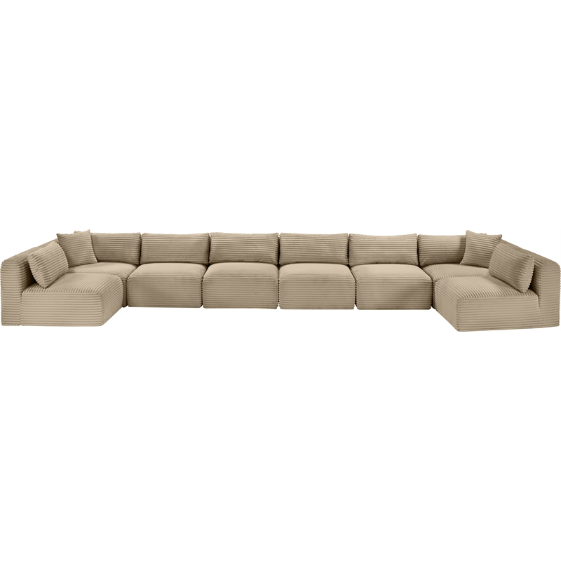 Meridian Furniture 8-Piece Taupe Corduroy Performance Fabric Modular Sectional