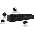 Meridian Furniture 4-Piece Black Corduroy Performance Fabric Modular Sofa