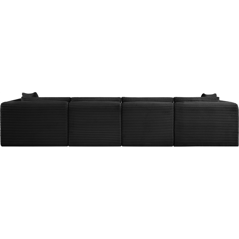 Meridian Furniture 4-Piece Black Corduroy Performance Fabric Modular Sofa