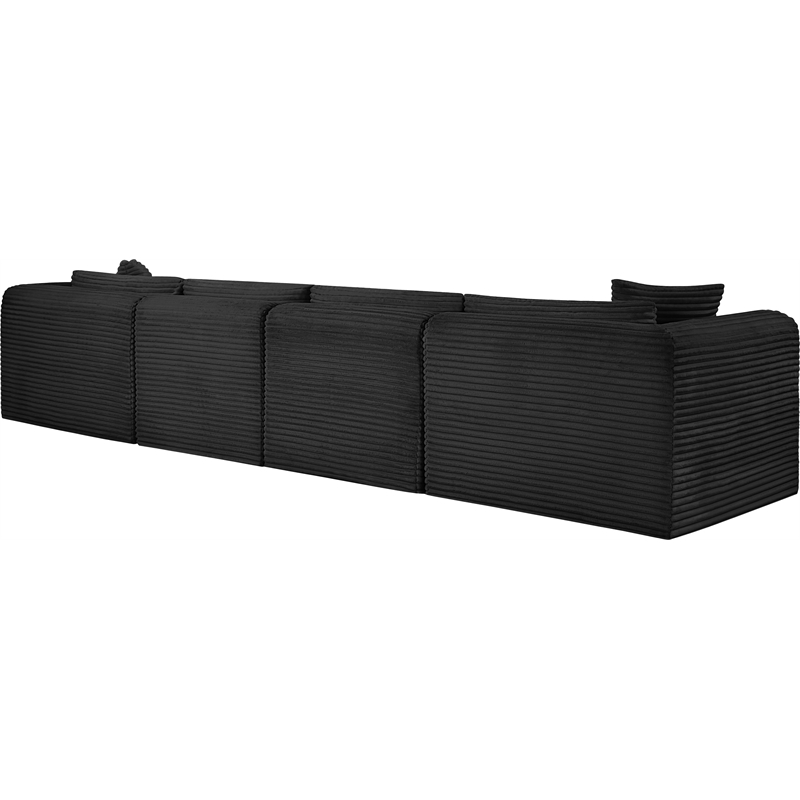 Meridian Furniture 4-Piece Black Corduroy Performance Fabric Modular Sofa