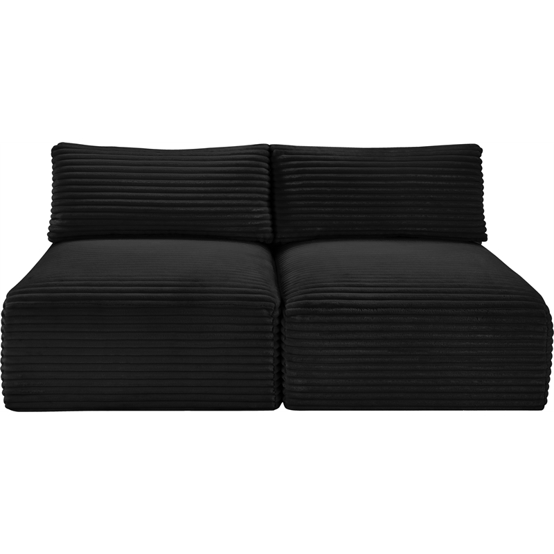 Meridian Furniture 2-Piece Black Corduroy Performance Fabric Modular Sofa