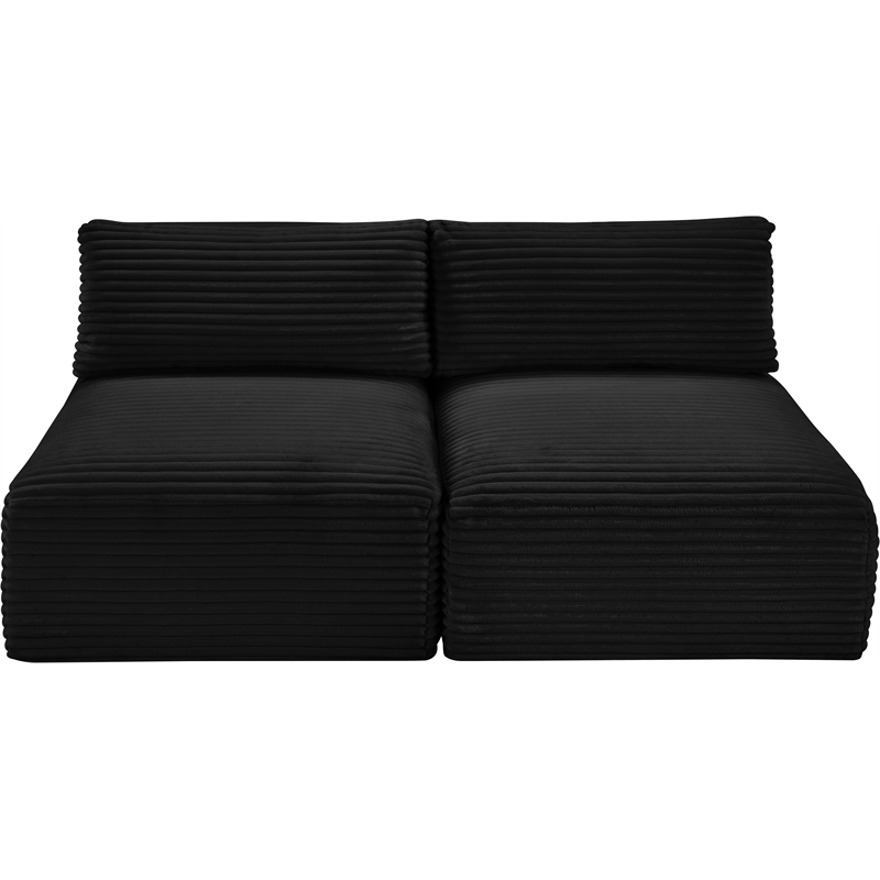 Meridian Furniture 2-Piece Black Corduroy Performance Fabric Modular Sofa