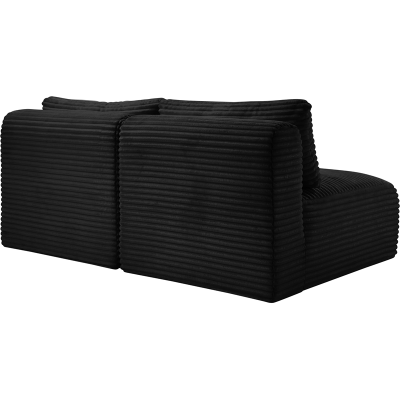 Meridian Furniture 2-Piece Black Corduroy Performance Fabric Modular Sofa