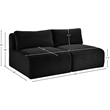 Meridian Furniture 2-Piece Black Corduroy Performance Fabric Modular Sofa