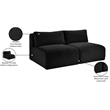 Meridian Furniture 2-Piece Black Corduroy Performance Fabric Modular Sofa